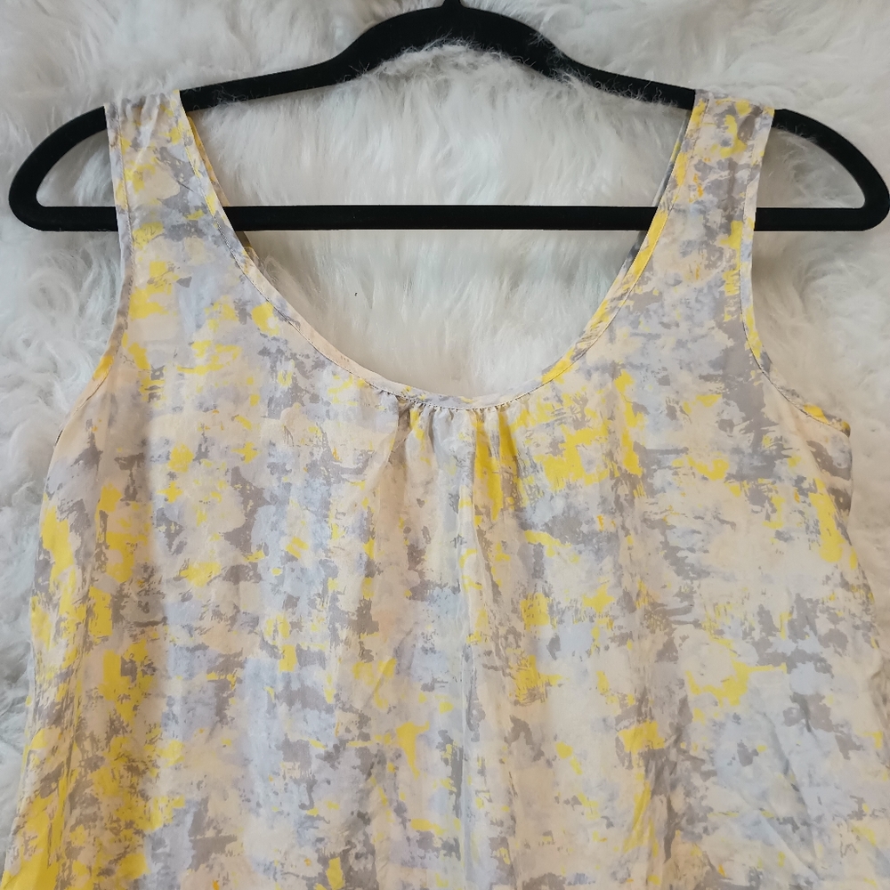 Cabi Yellow and Gray Sleeveless 100% Silk Tank Top Size XS - Picture 6 of 11